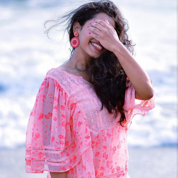 Pink Beaded Earrings - Picture 3 of 3